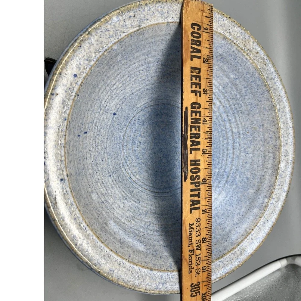 Handmade‎ Studio Pottery Bowl Blue Glaze Rustic Pottery Signd